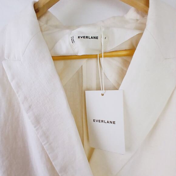 Everlane SZ 2 The Linen Double Breasted Blazer Bone European Flax NWT - Picture 5 of 7